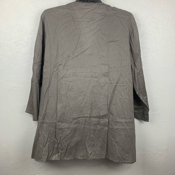 Garnet Hill Tunic Top Womens Extra Large Gray 3/4 Sleeve V Neck 100% Cotton - Picture 2 of 7